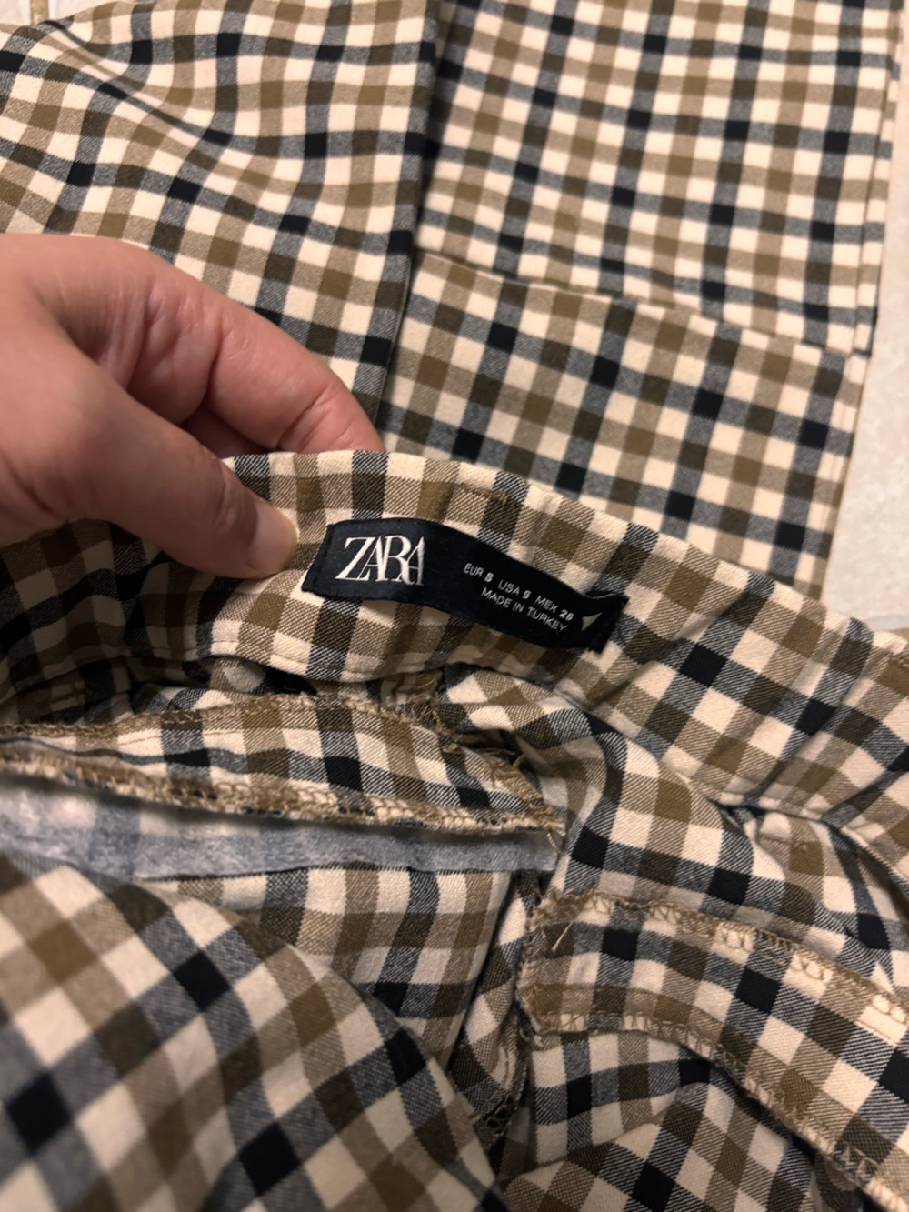 Zara wide leg plaid checkered Pants in Brown & Black - Picture 5 of 5
